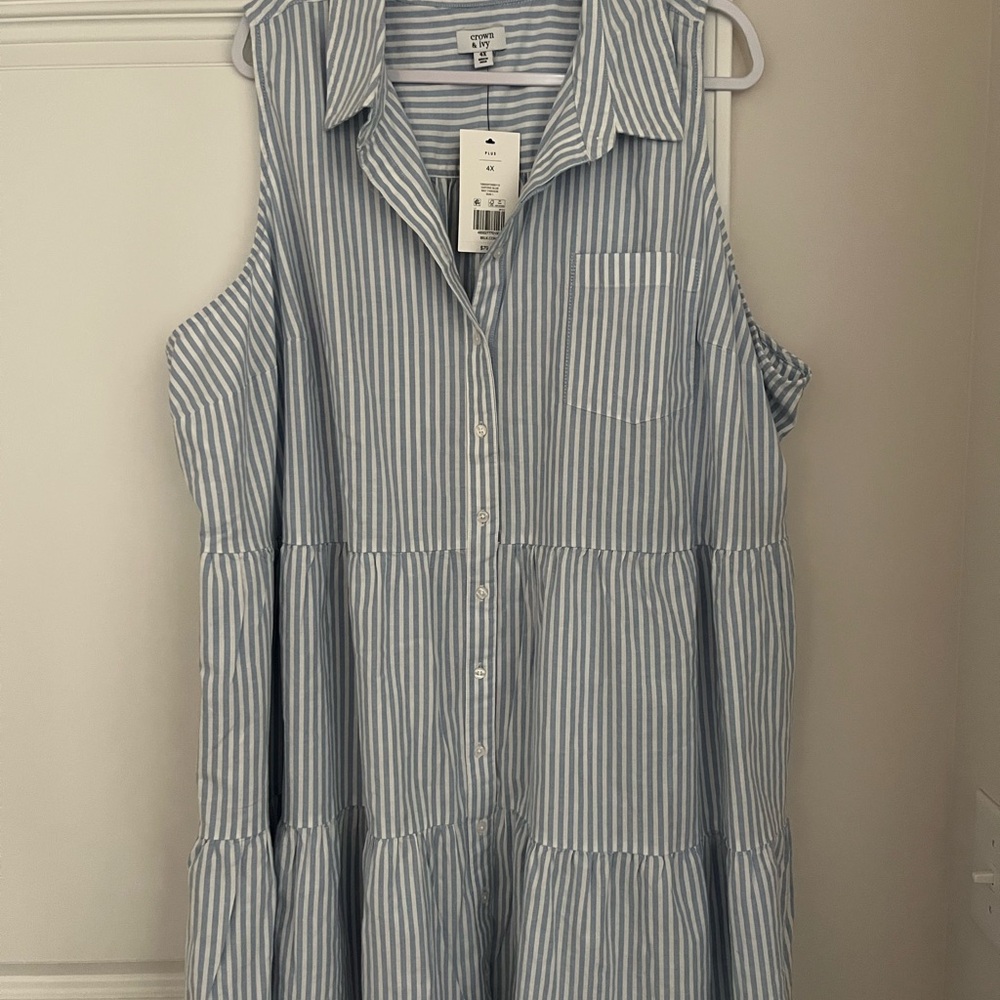 Crown & Ivy Blue and White Striped Dress